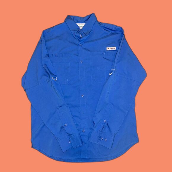 Columbia PFG Omni Shade Blue Long Sleeve Fishing Shirt Men's Size M - Picture 1 of 4